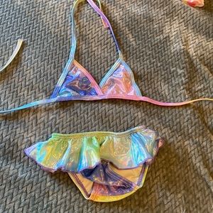 2 piece tie dye bikini. Size says 12 months but fits more 3-6 6-9